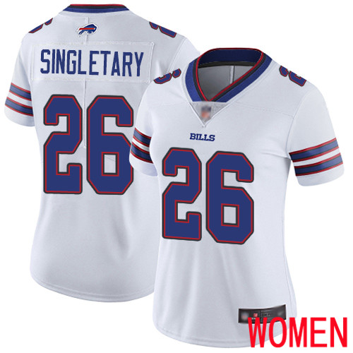 Women Buffalo Bills #26 Devin Singletary White Vapor Untouchable Limited Player NFL Jersey